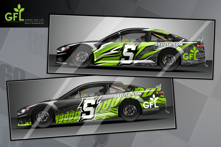 Nascar car wrap created for GFL Nascar car wrap created for GFL