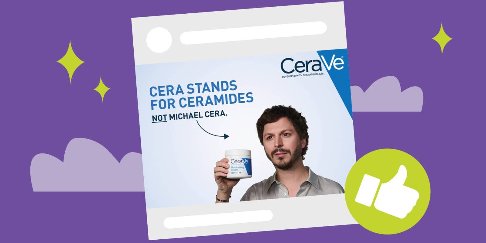 Sims_Blog Posts_2024_March_200x360_michaelcera Michael Cera holdind Cerave cream from their campaign